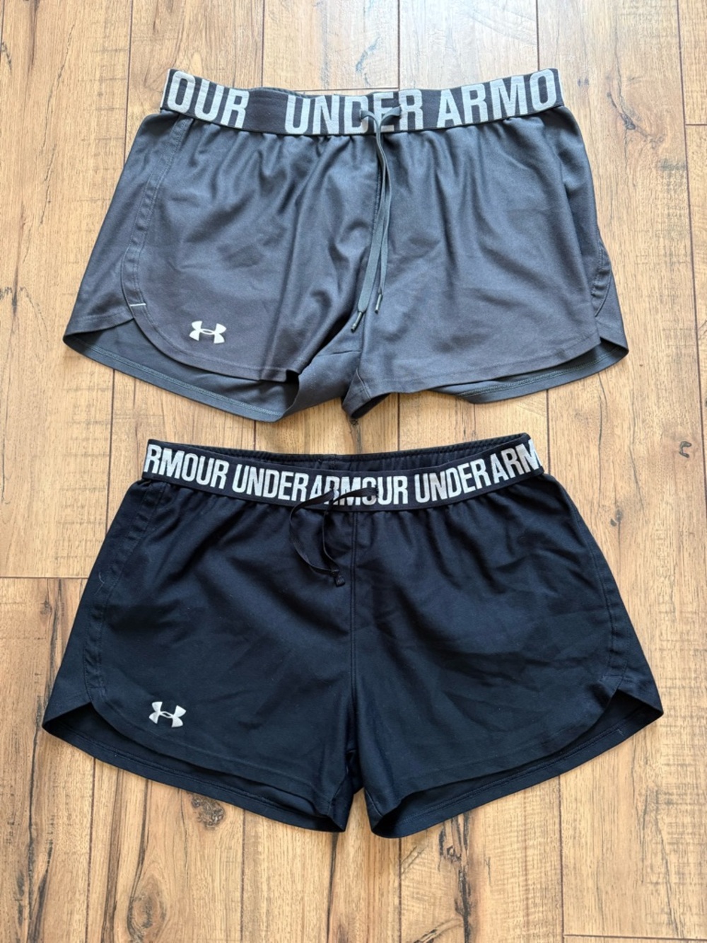 Under Armour Women's Black and Gray Athletic Shorts Duo